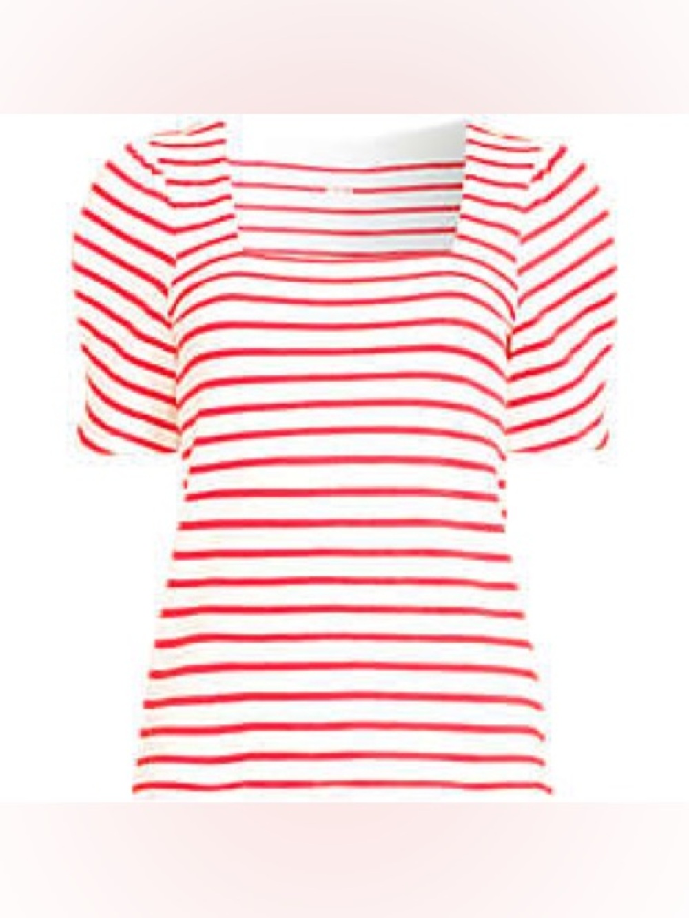Lands’ End 1X Puff Sleeve Mariner Square neck top ivory berry